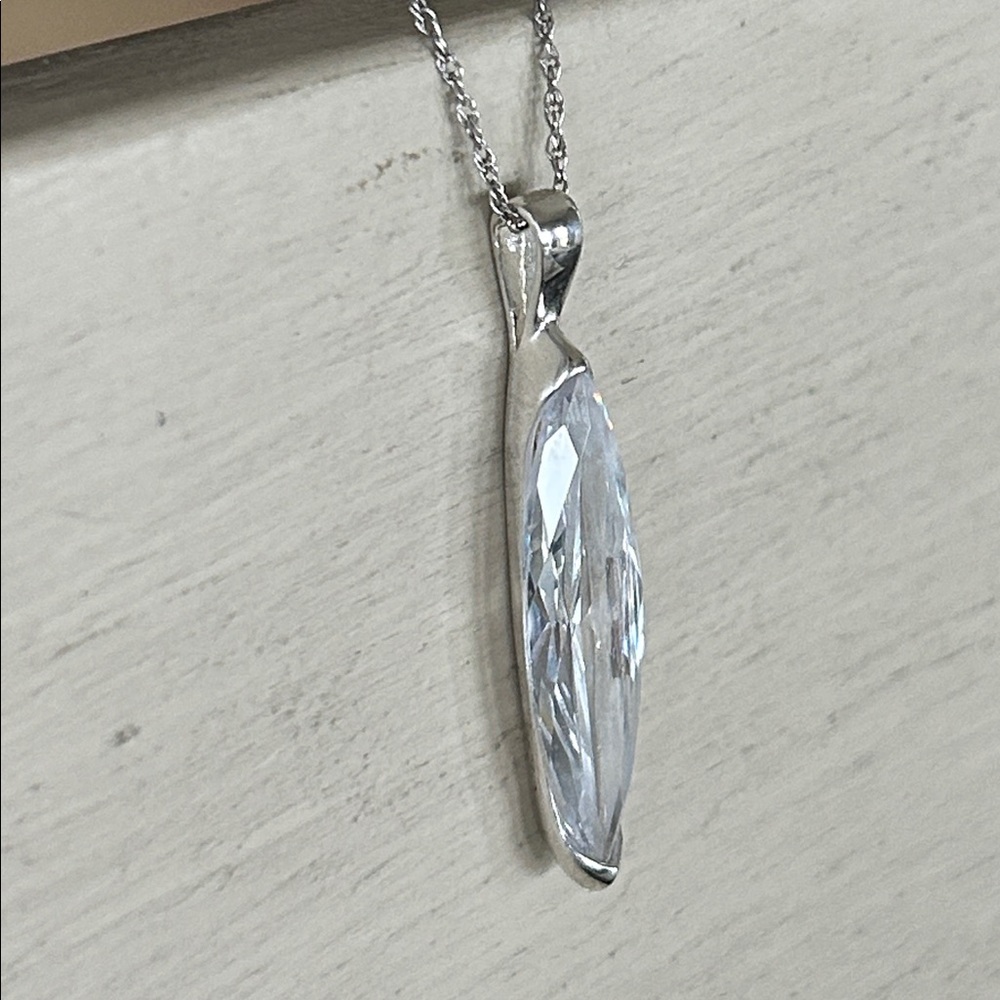 Italian CZ Marquis Pendant Necklace - Picture 5 of 5